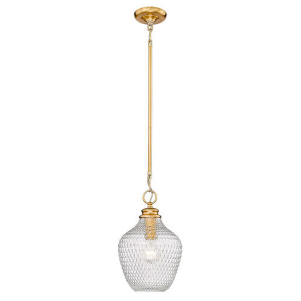 Adeline Modern Brushed Gold One-Light Mini Pendant with Clear Glass Shade, image 1